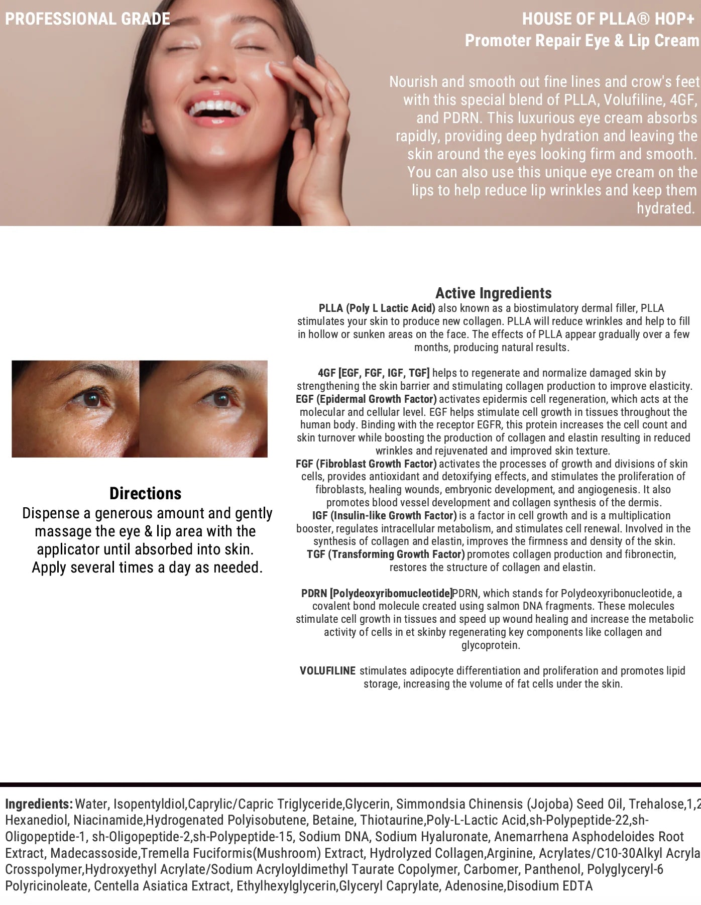 HOUSE OF PLLA® HOP+ Promoter Repair Eye & Lip Cream Retail